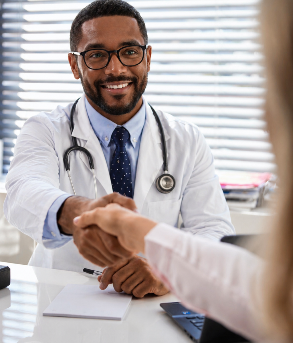 Pharmacist consulting a patient